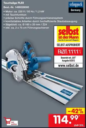 Netto Marken-Discount Scheppach Tauchsäge PL55 Angebot