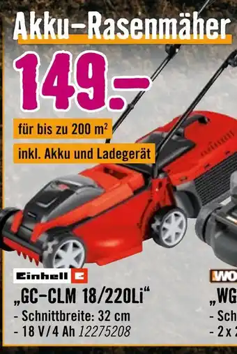 Hornbach Einhell „gc-clm 18/220li“ Angebot