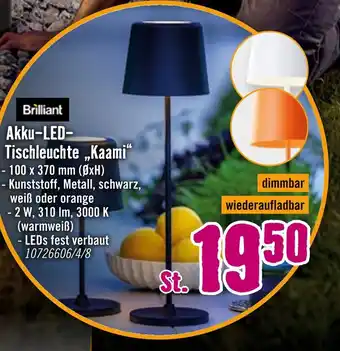 Hornbach Brilliant akku-led-tischleuchte „kaami“ Angebot