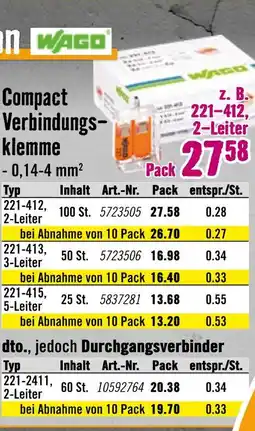 Hornbach Wago compact verbindungsklemme Angebot