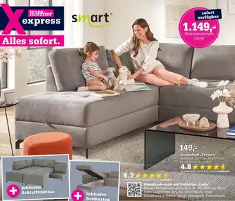 Höffner Wohnlandschaft mit funktion „carla“ oder couchtisch „tessera“ Angebot