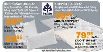 Möbel Kraft Irisette kopfkissen „gerda“ oder steppbett „gerda“ Angebot