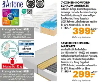 Möbel Kraft Artone 7-zonen-komfort-schaum-matratze oder taschenfederkern-matratze Angebot