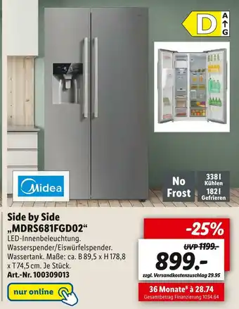 Lidl Midea side by side „mdrs681fgd02“ Angebot