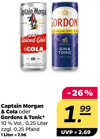 NETTO Captain Morgan & Cola oder Gordons & Tonic Angebot