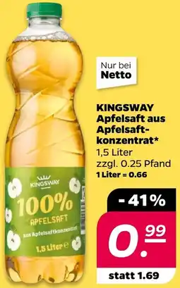 NETTO KINGSWAY Apfelsaft aus Apfelsaftkonzentrat Angebot