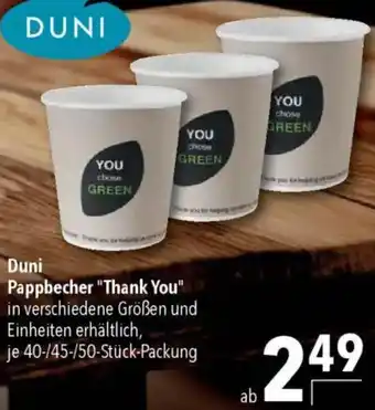 CITTI Markt Duni Pappbecher "Thank You" Angebot