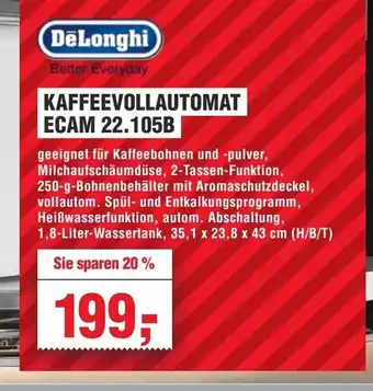 Handelshof DeLonghi KAFFEEVOLLAUTOMAT ECAM 22.105B Angebot