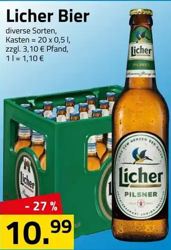 Logo Getränkemarkt Licher Bier 20x0,5L Angebot