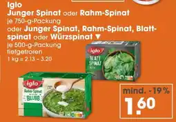 V Markt Iglo junger spinat oder rahm-spinat oder junger spinat, rahm-spinat, blattspinat oder würzspinat Angebot