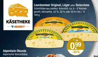 V Markt Leerdammer original, léger oder delacrème Angebot