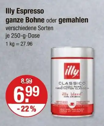 V Markt Illy espresso ganze bohne oder gemahlen Angebot