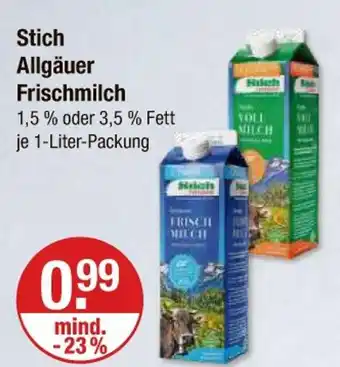 V Markt Stich allgäuer frischmilch Angebot