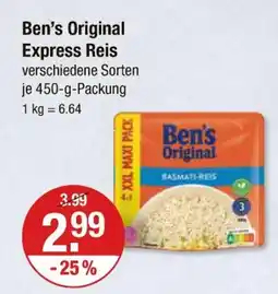 V Markt Ben’s original express reis Angebot