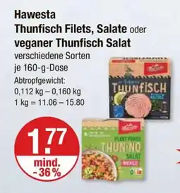 V Markt Hawesta thunfisch filets, salate oder veganer thunfisch salat Angebot