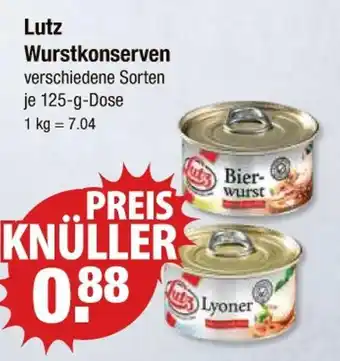 V Markt Lutz bierwurst oder lyoner Angebot