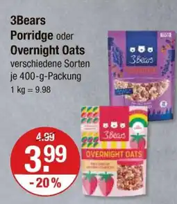 V Markt 3bears porridge oder overnight oats Angebot