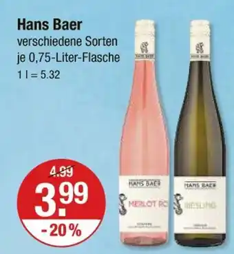 V Markt Hans baer merlot rosé, riesling Angebot