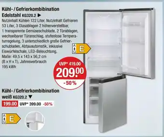 V Markt Kühl-/gefrierkombination edelstahl kg320.2 Angebot