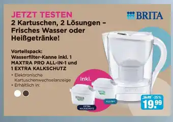 V Markt Brita wasserfilter-kanne inkl. 1 maxtra pro all-in-1 und 1 extra kalk-schutz Angebot