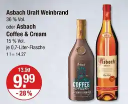 V Markt Asbach asbach uralt weinbrand oder asbach coffee & cream Angebot