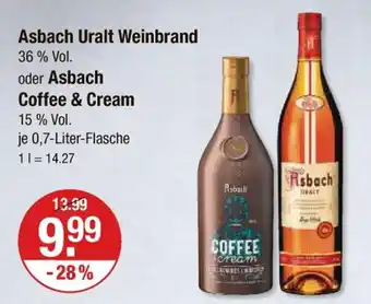 V Markt Asbach asbach uralt weinbrand oder asbach coffee & cream Angebot