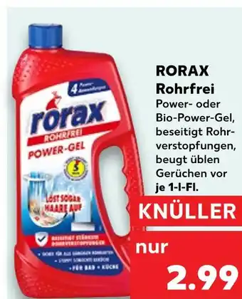 Kaufland Rorax rohrfrei power- oder bio-power-gel Angebot