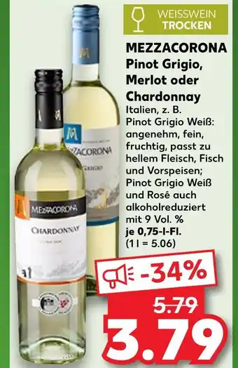 Kaufland Mezzacorona pinot grigio oder chardonnay Angebot