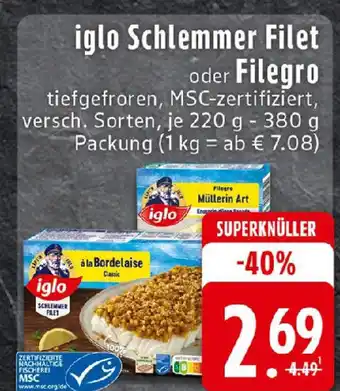 Edeka iglo Schlemmer Filet oder Filegro Angebot