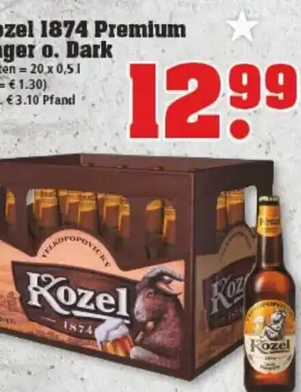 trinkgut Kozel 1874 Premium Lager o. Dark 20x0,5L Angebot