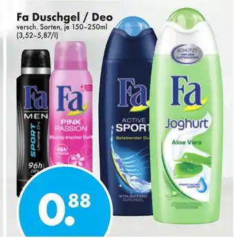 Trink und Spare Fa Duschgel/Deo 150-250ml Angebot