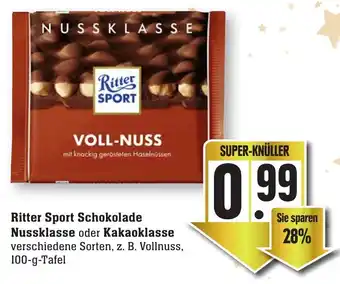 nah & gut Ritter Sport Schokolade Nussklasse oder Kakaoklasse 100g Angebot