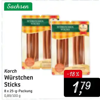 KONSUM Korch Würstchen Sticks 8x25g Angebot