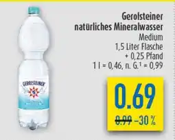 diska Gerolsteiner natürliches Mineralwasser Angebot