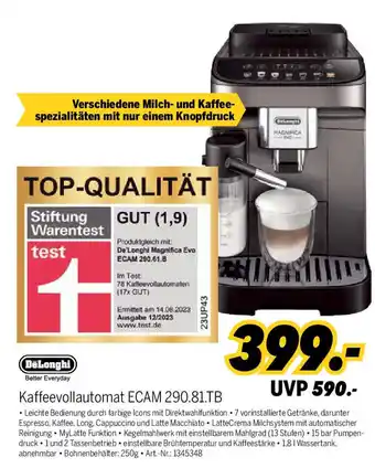 MEDIMAX DeLonghi Kaffeevollautomat ECAM 290.81.TB Angebot