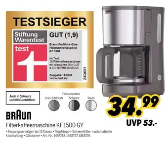 MEDIMAX BRAUN Filterkaffeemaschine KF 1500 GY Angebot