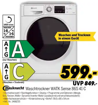 MEDIMAX Bauknecht Waschtrockner WATK Sense 86S 41 C Angebot