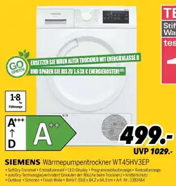 MEDIMAX SIEMENS Wärmepumpentrockner WT45HV3EP Angebot