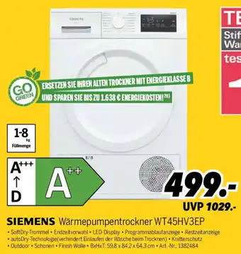 MEDIMAX SIEMENS Wärmepumpentrockner WT45HV3EP Angebot