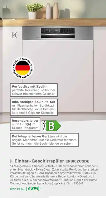 EP Bosch einbau-geschirrspüler epsi6zcsde Angebot