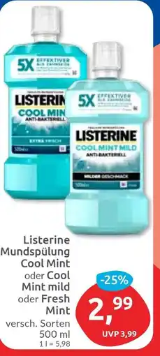 Budni Listerine Mundspülung Cool Mint oder Cool Mint mild oder Fresh Mint Angebot