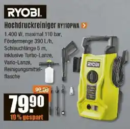 V Baumarkt RYOBI Hochdruckreiniger RY110PWA Angebot