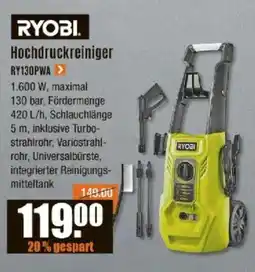 V Baumarkt RYOBI Hochdruckreiniger RY130PWA Angebot