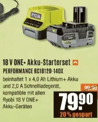 V Baumarkt RYOBI 18 V ONE+ Akku-Starterset ⋆ PERFORMANCE RC18120-140X Angebot