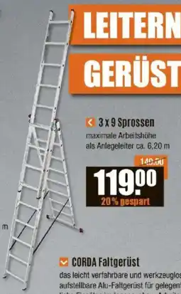 V Baumarkt KRAUSE CORDA Vielzweckleiter mit Treppenfunktion 3x9 Sprossen Angebot