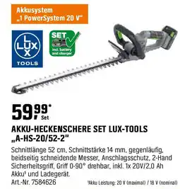 OBI AKKU-HECKENSCHERE SET LUX-TOOLS ,,A-HS-20/52-2" Angebot