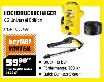 OBI KÄRCHER HOCHDRUCKREINIGER K 2 Universal Edition Angebot