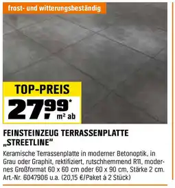 OBI FEINSTEINZEUG TERRASSENPLATTE ,,STREETLINE" Angebot