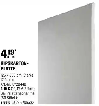 OBI GIPSKARTONPLATTE Angebot