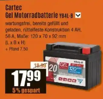 V Baumarkt Cartec Gel Motorradbatterie YB4L-B Angebot